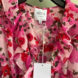 MISA LOS ANGELES Samantha ruffles airy pink dress